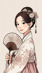 Obraz premium Girl in Korean traditional clothes
