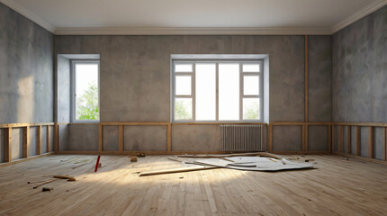 Fototapeta premium room under construction you can see the construction elements