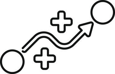 Fototapeta premium Vector illustration of an upward trend line with plus signs, symbolizing positive growth