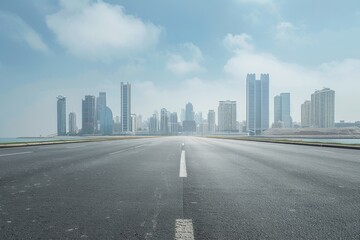 Obraz premium Panoramic skyline and buildings with empty road 