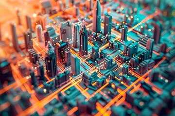 smart city and communication network concept. Internet of Things. Information Communication Network. abstract mixed media. 