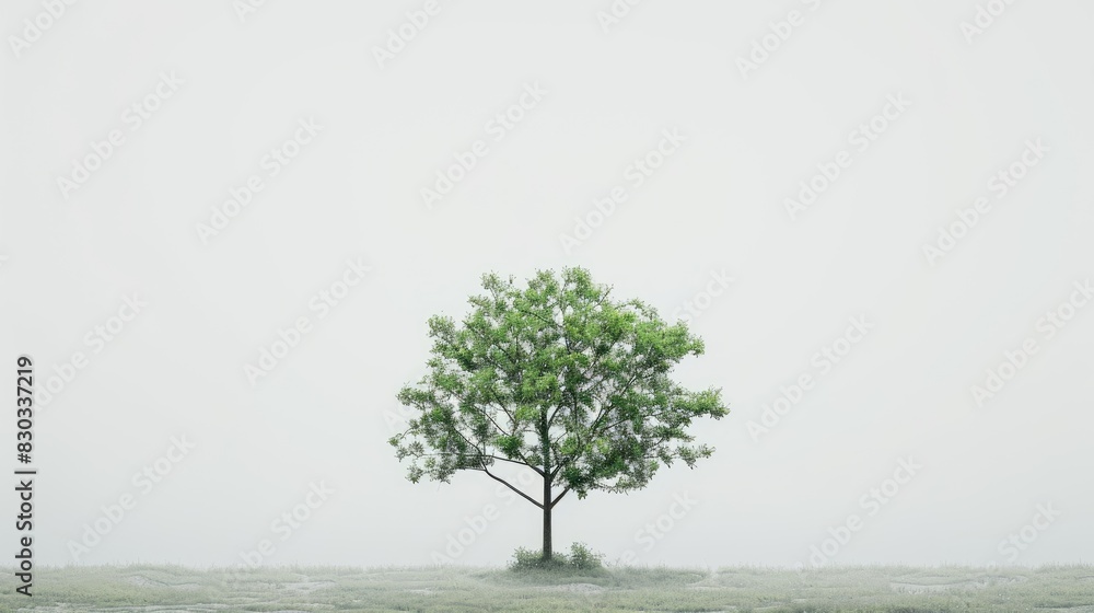 Poster small tree standing alone against white background with clipping path