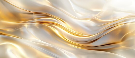 Obraz premium Waves of abstract layered curves in gold zinc color, abstract background banner