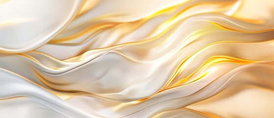 Obraz premium Waves of abstract layered curves in gold zinc color, abstract background banner