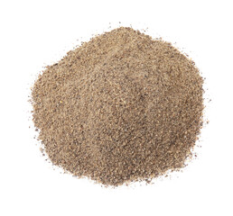 Aromatic spice. Ground black pepper isolated on white, top view