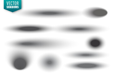 Realistic shadow effect. Round shadows collection isolated on white background. Surface shading. Vector illustration