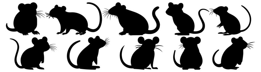 Mouse rat silhouette set vector design big pack of illustration and icon