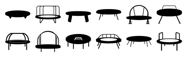 Trampoline silhouette set vector design big pack of illustration and icon