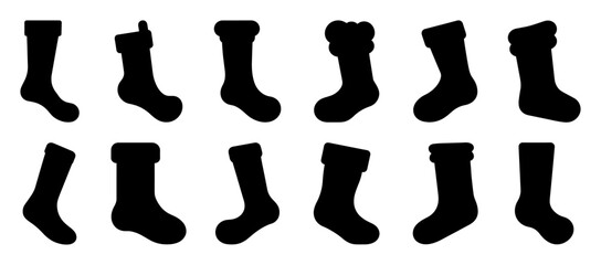 Sock winter silhouette set vector design big pack of illustration and icon