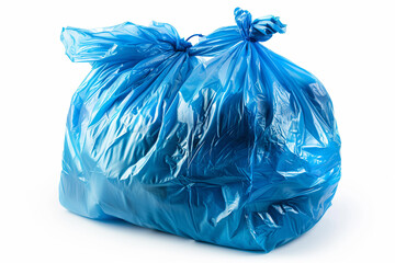 Fototapeta premium Blue Plastic Bag on White Background