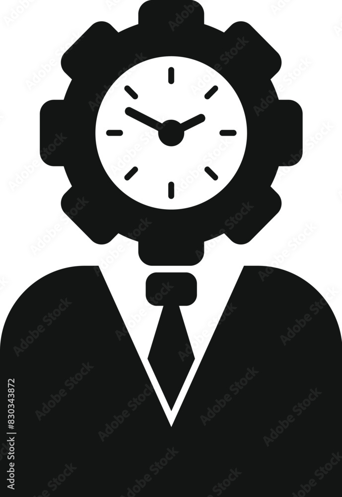 Poster efficient time management icon in business using cogwheel and clock as symbols for productivity and 