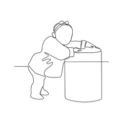 One continuous line drawing of step by step baby grow up baby phase vector illustration. Baby grow up activity in simple linear concept design vector. Cute Baby themes design illustration for asset.