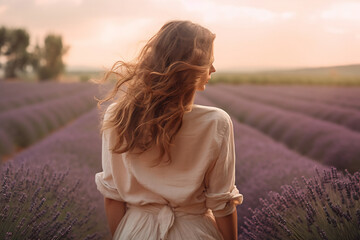 Twilight Whispers: Woman Amidst Lavender