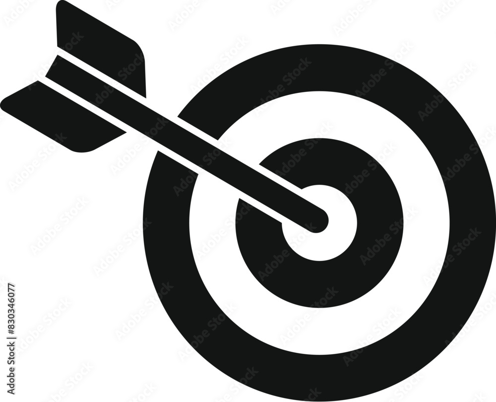 Poster vector illustration of a dart perfectly centered in a target, symbolizing precision and goal achieve