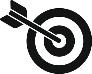 Vector illustration of a dart perfectly centered in a target, symbolizing precision and goal achievement