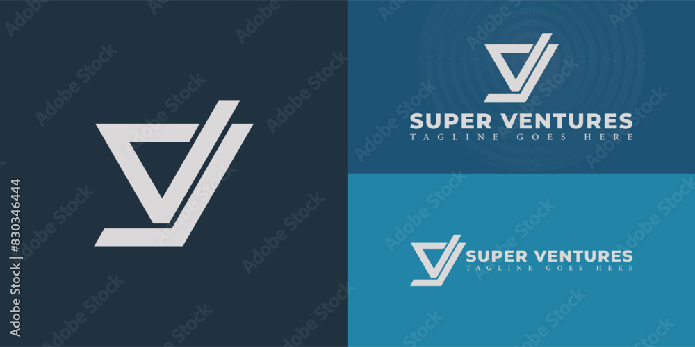 Poster abstract initial letter sv or vs logo in silver-white color isolated on multiple background colors. 