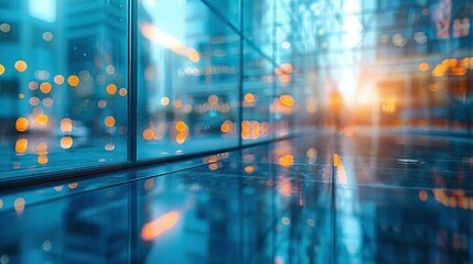 Fototapeta premium Abstract Background: Blurred Glass Wall of Business Office Building