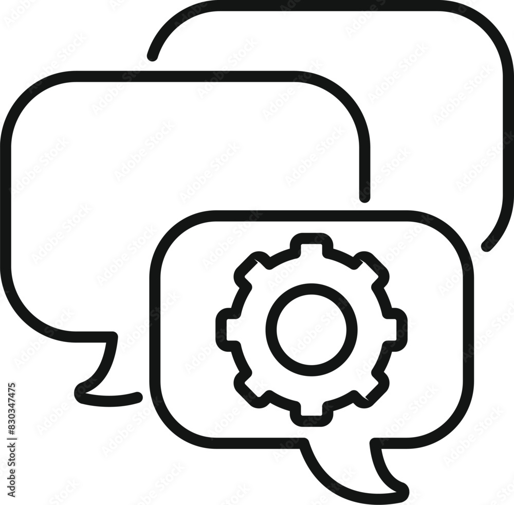 Poster vector graphic design of black and white technical conversation concept icon with dialogue bubbles. 
