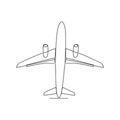 One continuous line drawing of airplane as air vehicle and transportation Vector illustration. Air transportation design in simple linear vector style. Non coloring vehicle design concept illustration