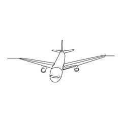 One continuous line drawing of airplane as air vehicle and transportation Vector illustration. Air transportation design in simple linear vector style. Non coloring vehicle design concept illustration