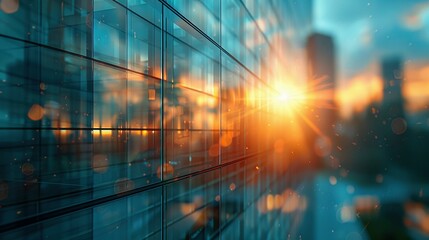 Abstract Background: Blurred Glass Wall of Business Office Building