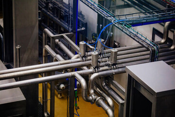 Industrial steel pipeline with valves