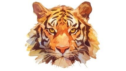 A charming watercolor illustration of a solitary tiger set against a clean white backdrop captures the detailed hand drawn portrayal of a sorrowful tiger s head This artistic creation falls