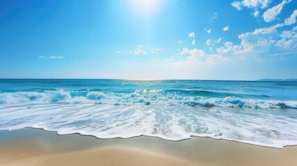 A beach with gentle waves under a clear sky, illustrating the peaceful and endless nature of freedom