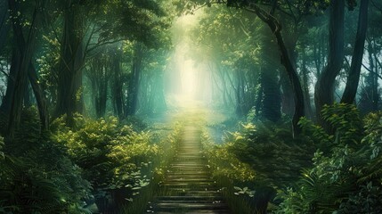 A clear path through a forest, representing the journey and discovery in freedom