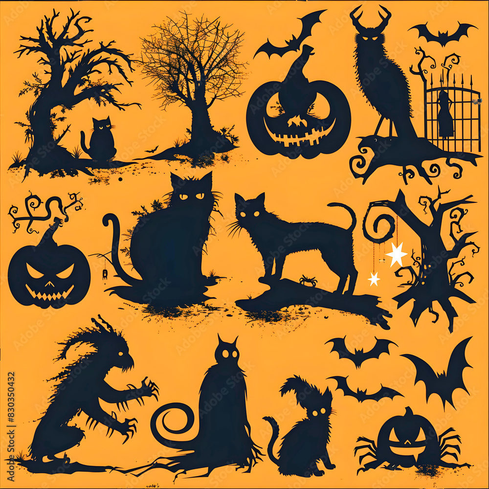 Wall mural Halloween theme , decorations images, ai generated.	 - Wall murals