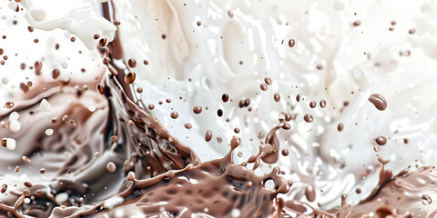 chocolate milk splash in glass, ai generated.