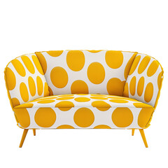 Yellow modern sofa with creative round pattern isolated on the transparent background