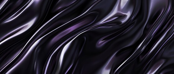 Waves of abstract layered curves in dark purple zinc color, abstract background banner