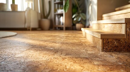 Texture of a cork floor, concept of realistic modern interior design