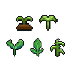 pixelated green greenery sprout leaf pixel art game items nature