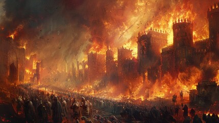 Obraz premium From the flames rose tales of heroism and sacrifice, stories that would be etched into the annals of history.