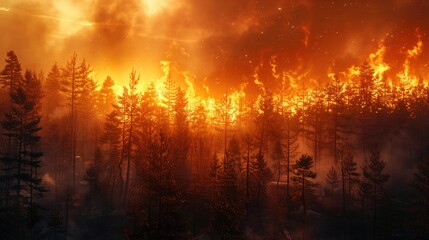 Obraz premium The forest whispered secrets of survival as the fire swept through, leaving behind a landscape forever changed.