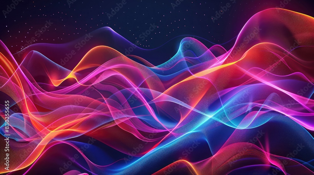 Poster futuristic abstract colorful wave background with bright neon waves and smooth transitions
