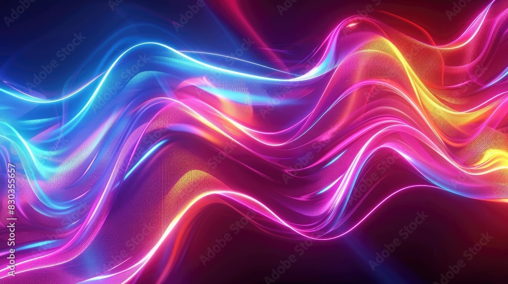 Poster futuristic abstract colorful wave background with bright neon waves and smooth transitions