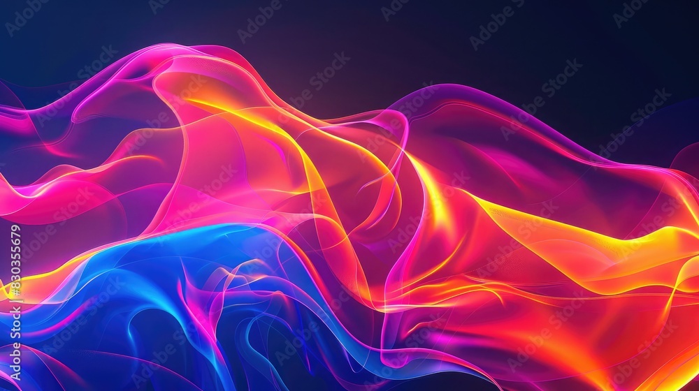 Poster futuristic abstract colorful wave background with bright neon waves and smooth transitions
