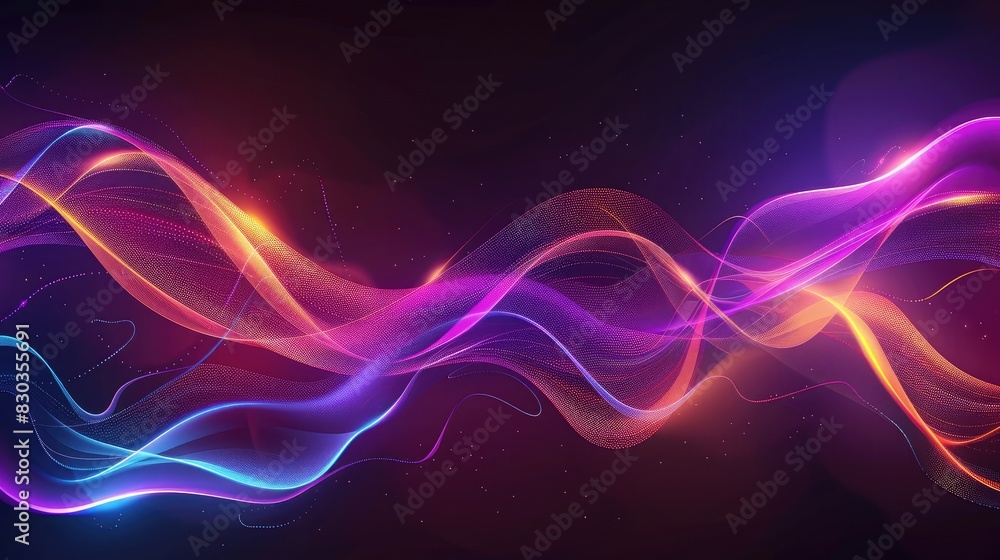 Poster futuristic abstract colorful wave background with bright neon waves and smooth transitions
