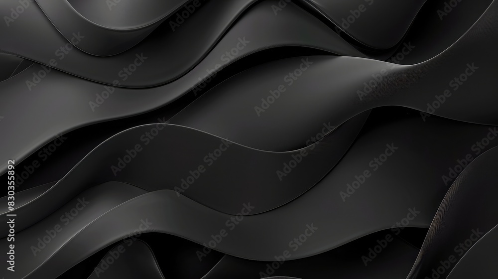 Poster modern abstract black background with overlapping translucent shapes and soft shadows