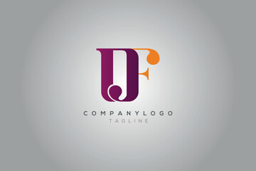 DF Logo Initial lowercase letter df, rounded logo with  white color on black background
