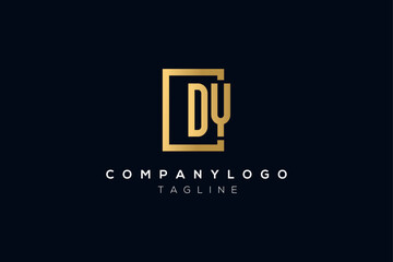 DY D Y letter in golden color with a minimalist logo design template
