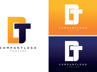 Letters D and T alphabet minimal for logo company design
