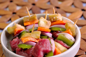 meat skewer with vegetables