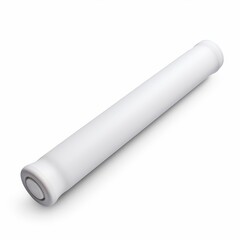 Plastic rolling pin with a lightweight, matte finish in white, isolated solid white background