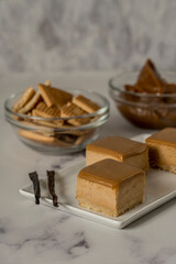 Sweet homemade cake coffee chocolate and cream