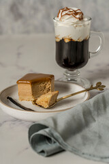 Sweet homemade cake coffee chocolate and cream