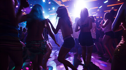 young girls dancing in disco